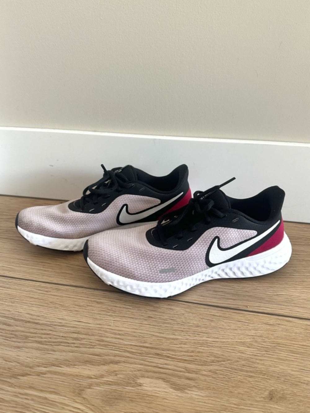 Nike Women’s Revolution Running Shoes Mauve Pink Black White Athleisure Chic